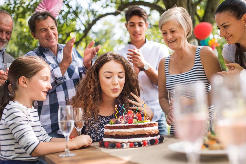 A family celebrating a California birthday.